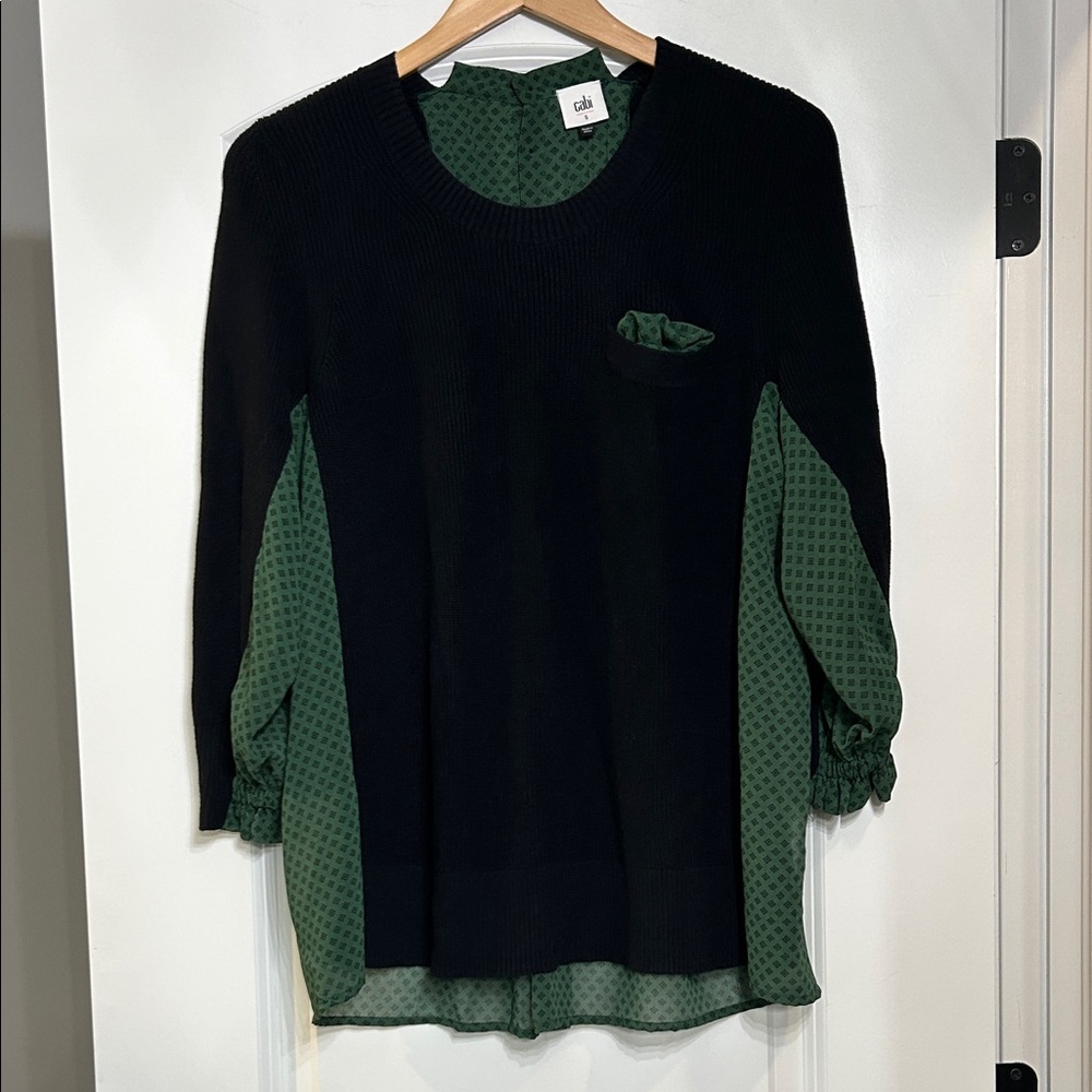 CAbi Black and Green Get Together Sweater